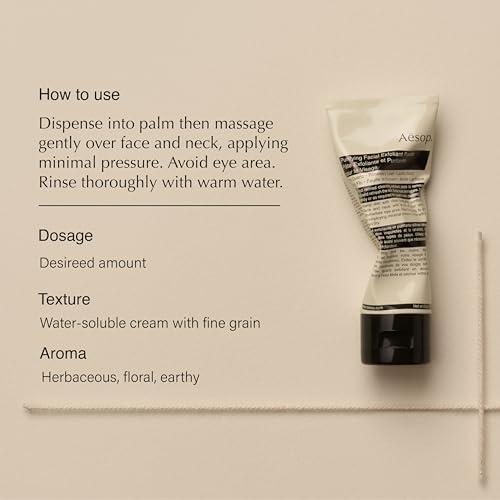 Aesop Purifying Facial Exfoliant Paste | Refresh, Cleanse, Soften Skin | Cream Based Cleanser Enhanced With Fine Quartz, Rosemary Leaf, Lactic Acid | 2.6oz / 75mL