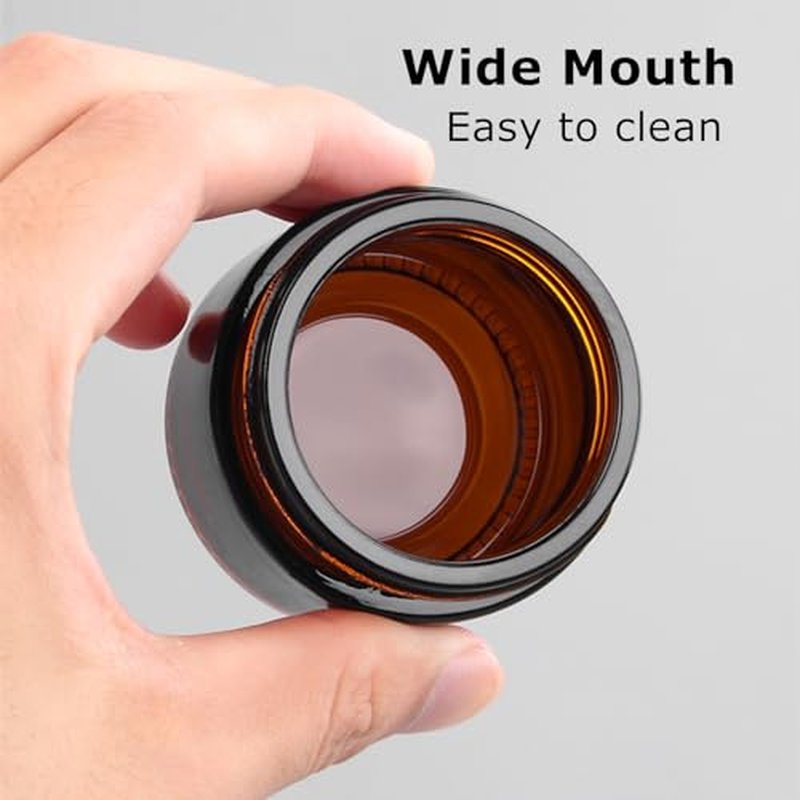 24 Pack 4oz Amber Glass Jars with Black Lids & Liners