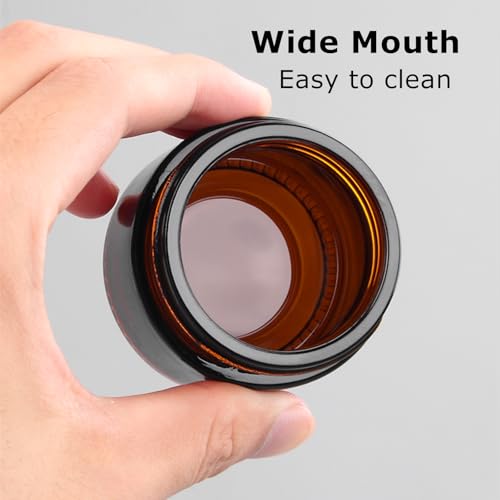 36 Pack 1oz Amber Glass Jars with Black Lids for Travel & DIY