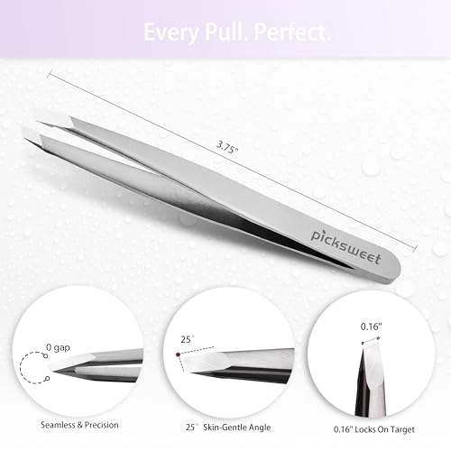Slanted Eyebrow Tweezers for Women with Travel Case