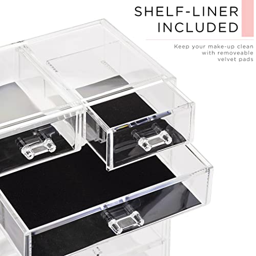 Sorbus 6-Drawer Acrylic Makeup Organizer with Brush & Jewelry Storage