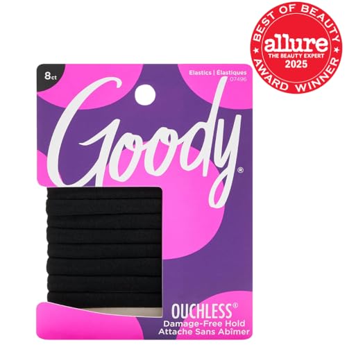 Goody Ouchless Seamless Hair Elastics, 8 Count, Black