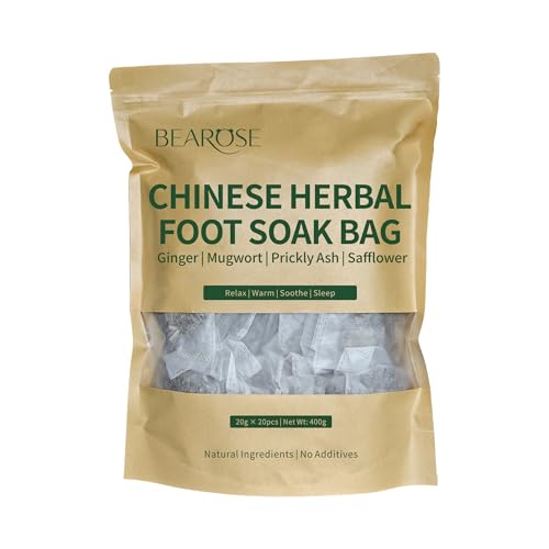 Natural Mugwort & Ginger Foot Soak Bags - 20 Pack Herbal Foot Bath