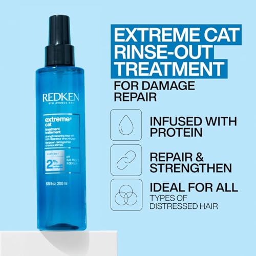 Redken Extreme CAT Anti-Damage Protein Reconstructing Treatment For Distressed Hair - Strengthens & Adds Shine With Ceramides