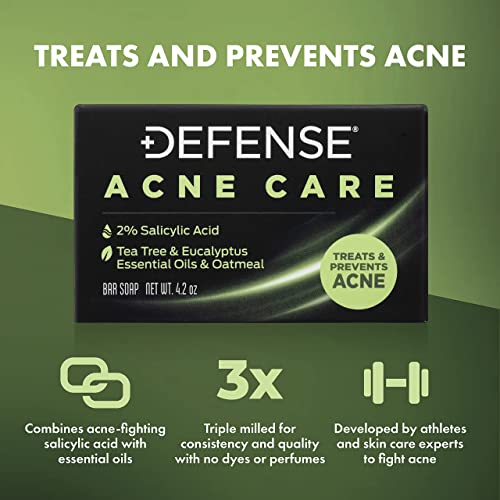 Defense Soap Bar Variety 3-Pack - Original Tea Tree, Peppermint, Oatmeal + Antifungal Medicated Bar Soap + Acne Care Bar Soap 4.2oz | 2% Salicylic Acid, Tea Tree & Eucalyptus Essential Oils