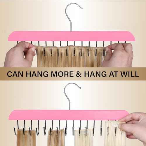 Hair Extension Holder and Hanger for Styling, Washing, and Organizing Clip Ins - Weft Holder (Pink)