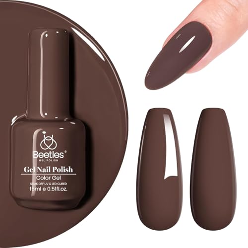 Beetles Brown Gel Nail Polish - Dark Gray Brown Creme Variation 15ML
