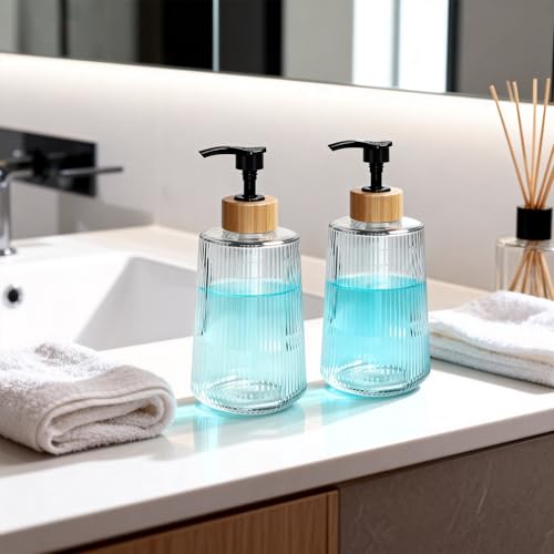 Glass Soap Dispenser 12oz with Bamboo Pump