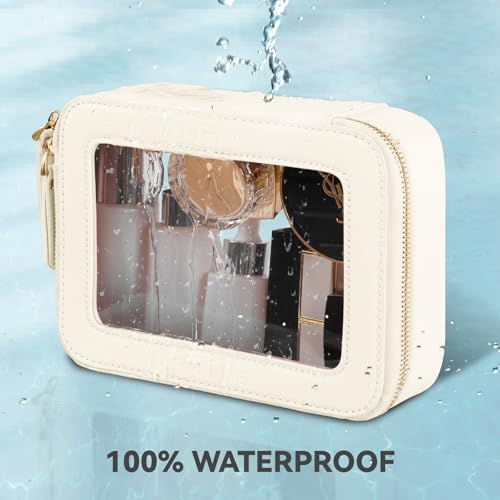 Prite Clear Makeup Bag - Waterproof Vegan Leather Organizer