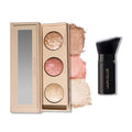 Geller's Greatest Lift-n-Glow Palette - Tahitian Glow, Pink Grapefruit, Toasted Coconut + Retractable Angled Kabuki Brush