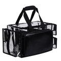 Clear Cosmetic Bag, Large Capacity Makeup Artist Kit Set, Waterproof Transparent PVC Hair Stylist Storage Organizer Beach Tote Bag with Adjustable Divider (Black)