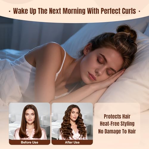 Satin Heatless Hair Curlers Overnight - 3 Pcs Soft Flexi Rods with Gel Hooks