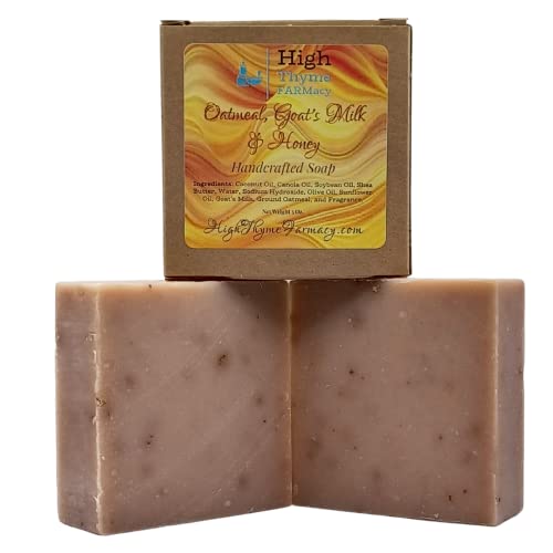 Oatmeal, Goat's Milk & Honey Handmade Soap - Exfoliating Goat Milk Soap - Dry Skin Remedy Goats Milk Soap - Lye Soap with Colloidal Oatmeal - Soothing Oatmeal Soap