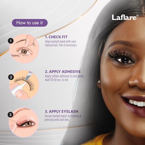 Laflare 3D False Eyelashes Russian Volume Strip Lashes | Fluffy, Wispy, Lightweight | Faux Mink Eyelashes Extension D Curl Wispy Handmade Soft Reusable 3 Packs Value Combo. (FDD07X3C)