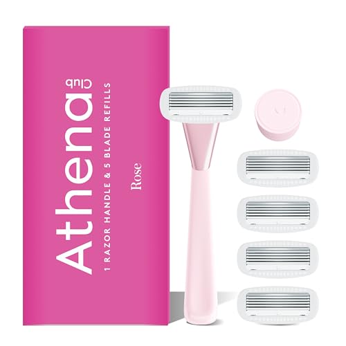 Athena Club Women's Rose 5-Blade Razor Kit with 5 Refill Blades – Gentle & Moisturizing