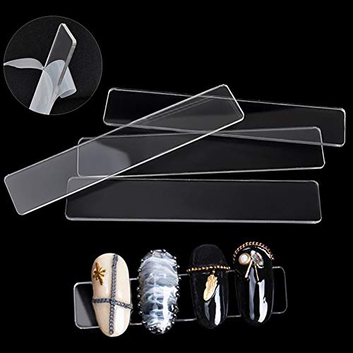 BetterJonny 1PCS Transparent Acrylic Nail Art Display Holder, 50PCS Stand With 3M Double Sided Tape for Professional Salon False Sample Display