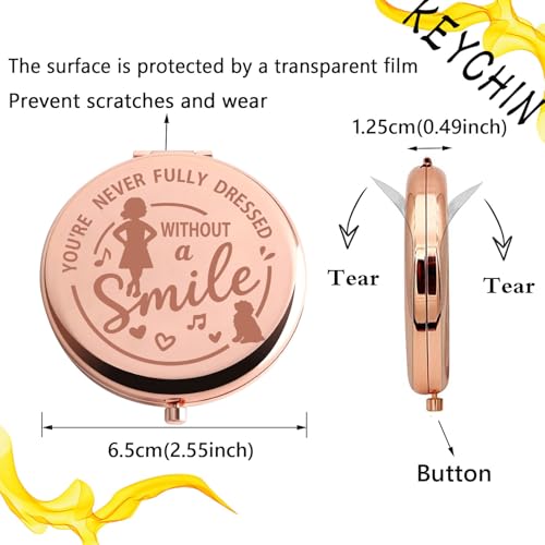 KEYCHIN Orphans Annie Pocket Mirror Musical Gifts You're Never Fully Dressed Without A Smile Annie Compact Makeup Mirror(Without A Smile-RG)