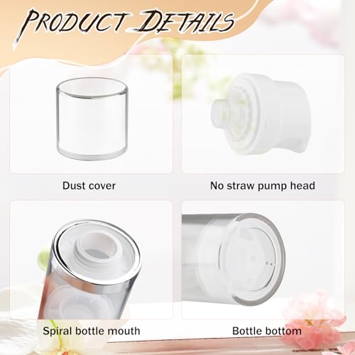 5 Pcs 50ml/1.7oz Clear Airless Lotion Pump Bottle Vacuum Cream Jars Plastic Moisturizer Dispenser Bottles Refillable Cosmetic Containers for Liquid Foundation Gel Shampoo