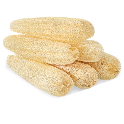 6 Pack Natural Loofah Sponge 15.7 Inch for Kitchen Bath & Body Scrub Organic Exfoliating Sponge for Dishes Skin Men Women