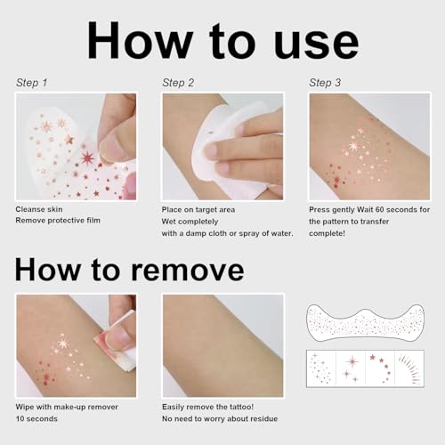 50 Pcs Glitter Freckle Face Tattoo Patches - Rose Gold