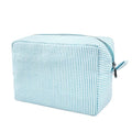 Lightweight Seersucker Makeup Bag for Women - Large Organizer