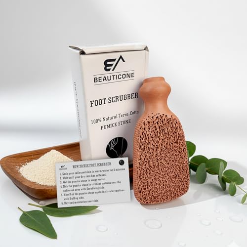 Beauticone Natural Terracotta Pumice Stone - Dual-Sided Foot Callus Remover