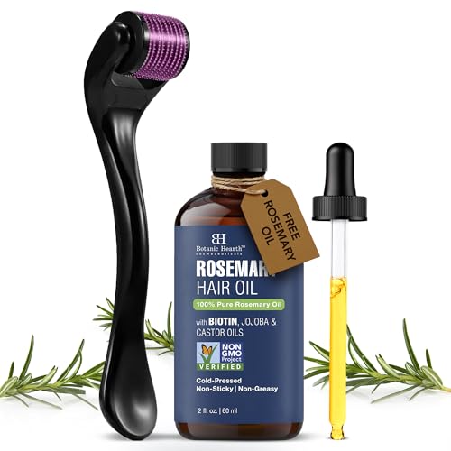 Rosemary Hair Oil with Derma Roller - 2 oz Biotin Blend