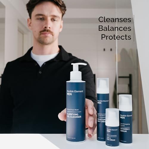 Nordisk Element Men¡¯s Face Wash ? Clarifying Gel Cleanser with Plum Extract | Daily Gentle Vegan Facial Wash for All Skin Types, Hydrating, Non-Stripping, Sulfate-Free, pH Balanced, 6.76 Fl Oz