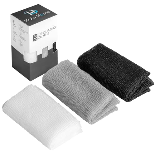 Exfoliating Body Washcloth Variety Pack (3pc) - Soft, Medium & Hard - Nylon Body Scrub Cloth (11.8" X 35.4") - Ideal Bath Shower Back Scrubber for Men & Women - Enhances Skin Beauty