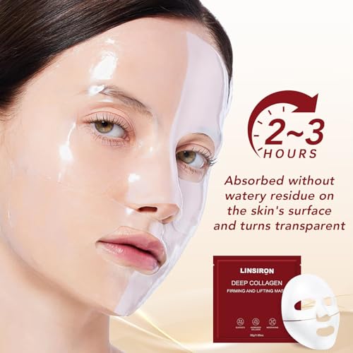 Bio-Collagen Real Deep Masks 12PCS Collagen Face Mask Skin Care Sheet Overnight Skincare Hydrating Smile Line Patches Wrapping Lift Stocking Stuffers Birthday Gifts for Teen Girls