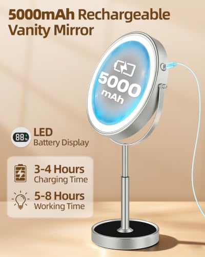 9" Lighted Makeup Mirror 30X Magnification Rechargeable