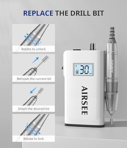 Professional Rechargeable Electric Nail Drill - 30000 RPM, Portable E File for Acrylic & Gel Nails