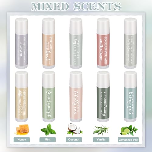 50 Sets Employee Appreciation Gifts Lip Balm Bulk Thank You Gifts for Women Coworkers Staff Teacher Nurse Volunteer Adult Valentine Baby Shower Bridal Wedding Favors for Guests