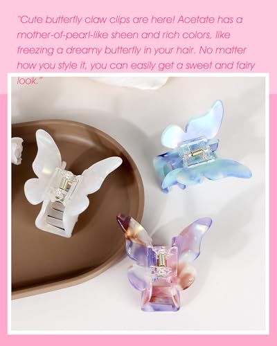 NAISIER 3 Pack Butterfly Hair Clips - Tortoise Shell Jaw Clips