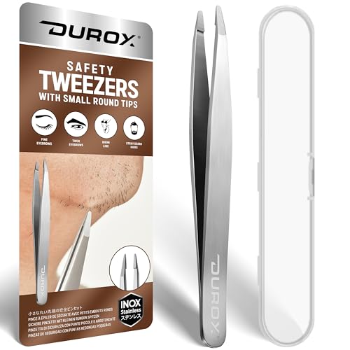 DuroX Round Tip Tweezers for Precise Facial Hair Removal