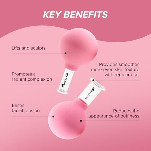 Skin Gym Facial Cupping Set, Glass Face Cupping Tool for Massage Therapy, Sculpting, & Toning Chin, Jawline & Neck, 2 Piece