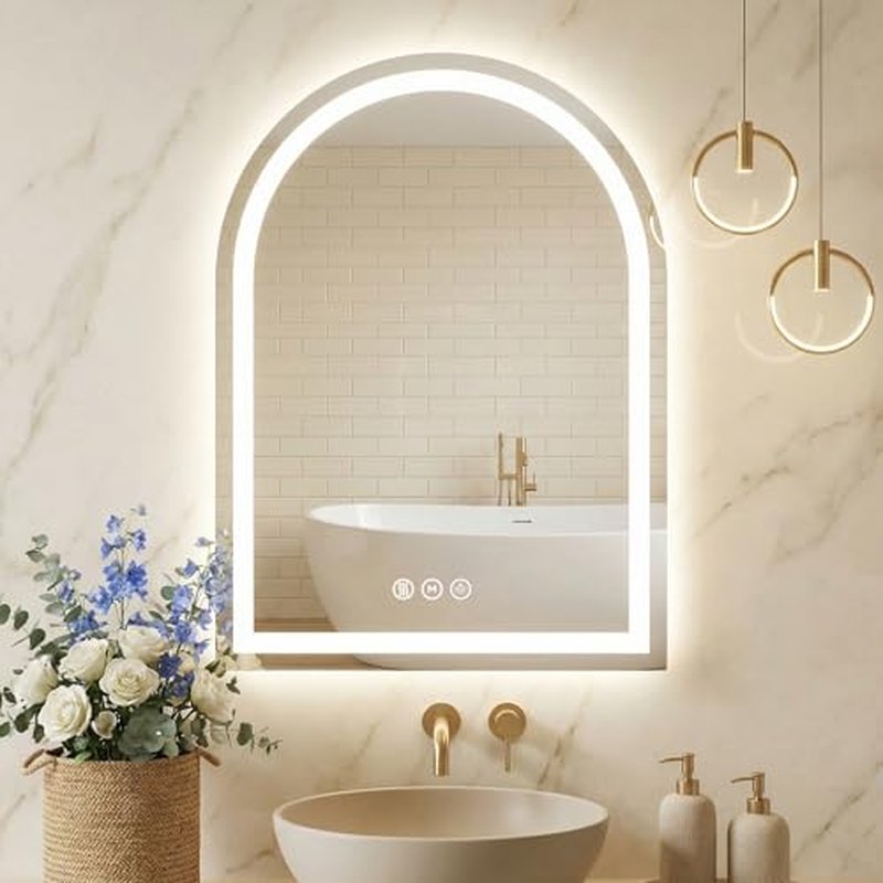 Antok LED Bathroom Mirror 24x36" - Dimmable, Anti-Fog, Shatter-Proof