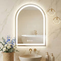 Antok 24x36 Inch Arched Wall-Mounted LED Bathroom Vanity Mirror with Lights, Dimmable & Anti-Fog, White Variation