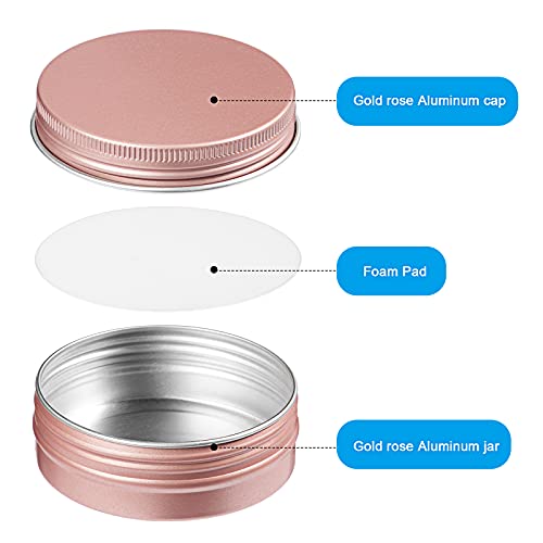 Patelai 2 oz Rose Gold Metal Round Tins, 36 Pack with Lids & Stickers