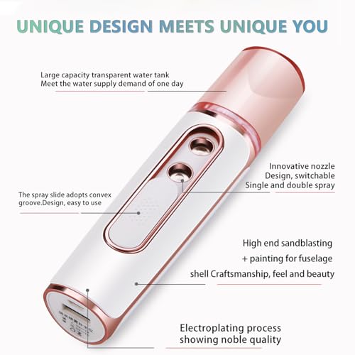 Nano Facial Mister with Dual Nozzle, USB Rechargeable, Cool Mist