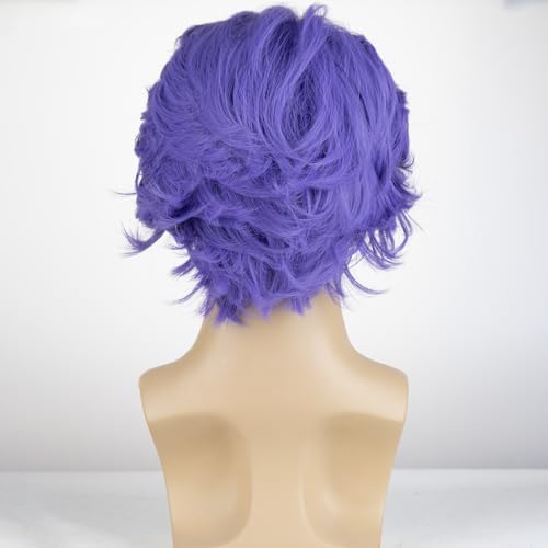 Purple Short Wig Heat Resistant Synthetic Hair Cosplay