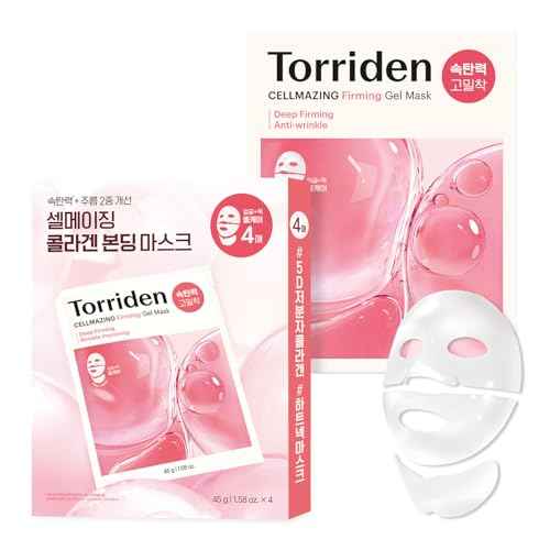 Torriden CELLMAZING Collagen Firming Gel Sheet Mask for Face & Neck (4 Pack) | Smoother, Firmer-Looking Skin with 5D Collagen Complex | Great Holiday & Christmas Gift Stocking Stuffer