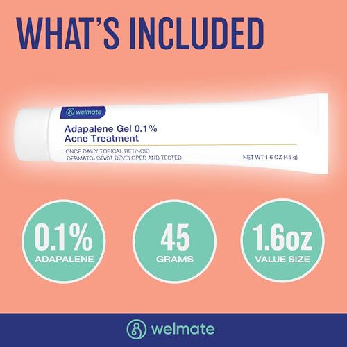WELMATE Adapalene Gel 0.1% Acne Treatment 1.6oz - Pack of 1