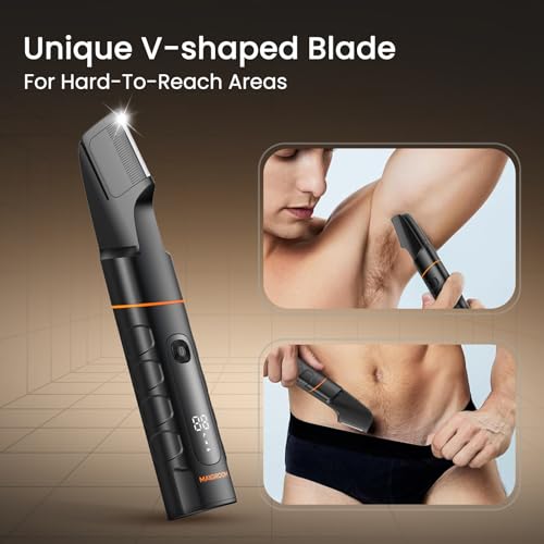 MAXGROOM Waterproof Body & Pubic Hair Trimmer for Men - Black