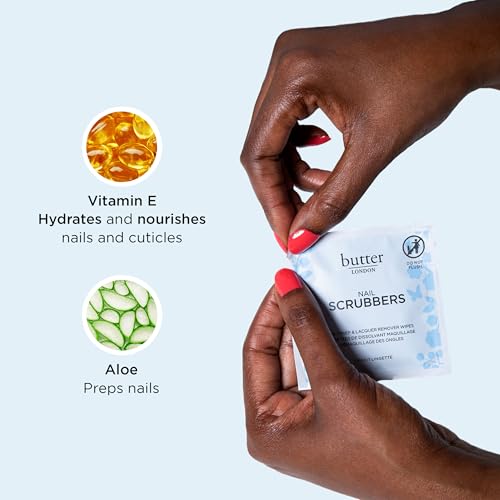 butter LONDON Pre-Soaked Nail Polish Remover Pads - 10 Dual-Sided Scrubbers