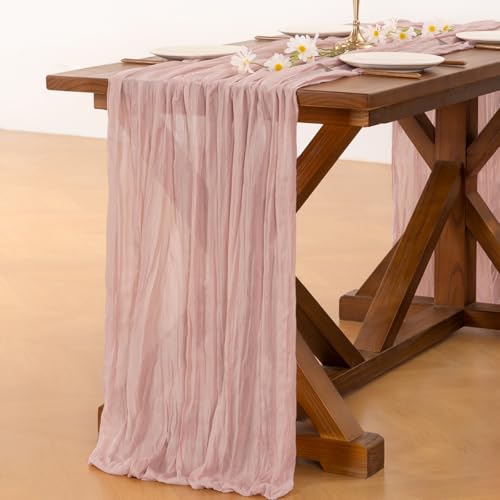 Socomi Pink Cheesecloth Table Runner 120 inch