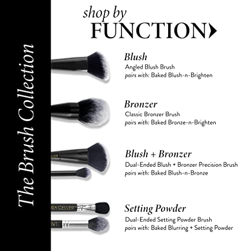 LAURA GELLER Full Face Powder Makeup Brush with Wooden Handle in Midnight Black – Foundation, Setting Powder, Blush, Bronzer, Highlighter and Luminizers – Sheer, Even Application and Blending Makeup