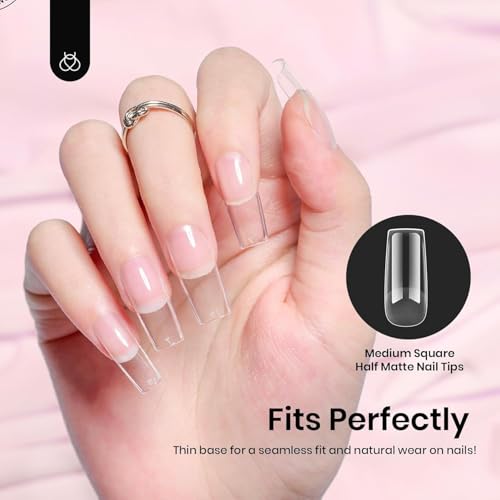 Beetles A- Square M Nail Tips Medium Square 576Pcs - Pre-Etched Acrylic Gel Extensions