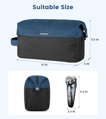 Vorspack Water-Resistant Toiletry Bag, 10x5x5.5", Navy