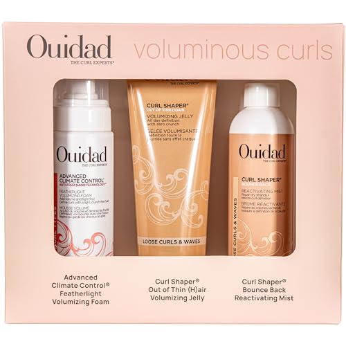 Ouidad Voluminous Curls 3-Piece Hair Styling Set: Foam, Jelly & Spray